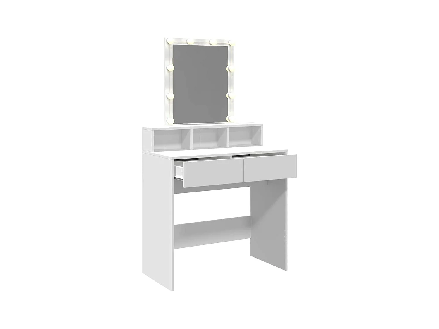 Biała toaletka z LED, przechowywanie i lustrem użytkowym 80x41x144,5 cm