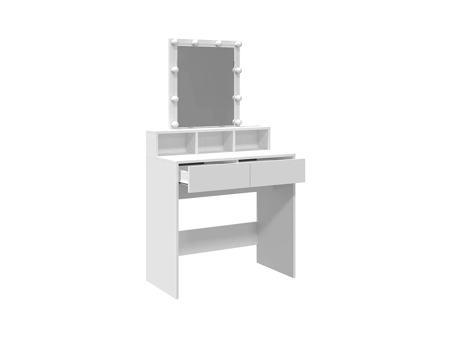 Biała toaletka z LED, przechowywanie i lustrem użytkowym 80x41x144,5 cm