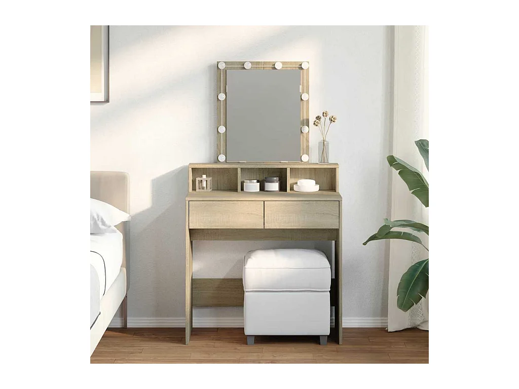 Coiffeuse avec LED chêne sonoma 80x41x144,5 cm