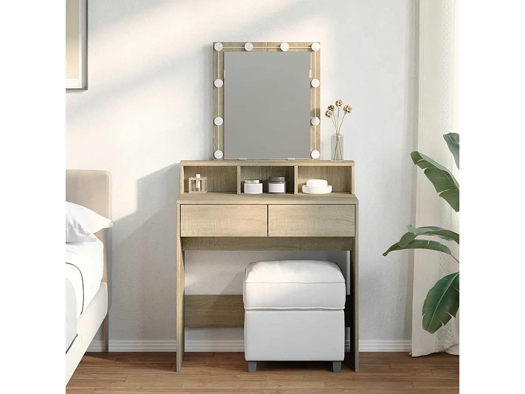 Toaletka LED dęb Sonoma z przechowywaniem 80x41x144,5 cm