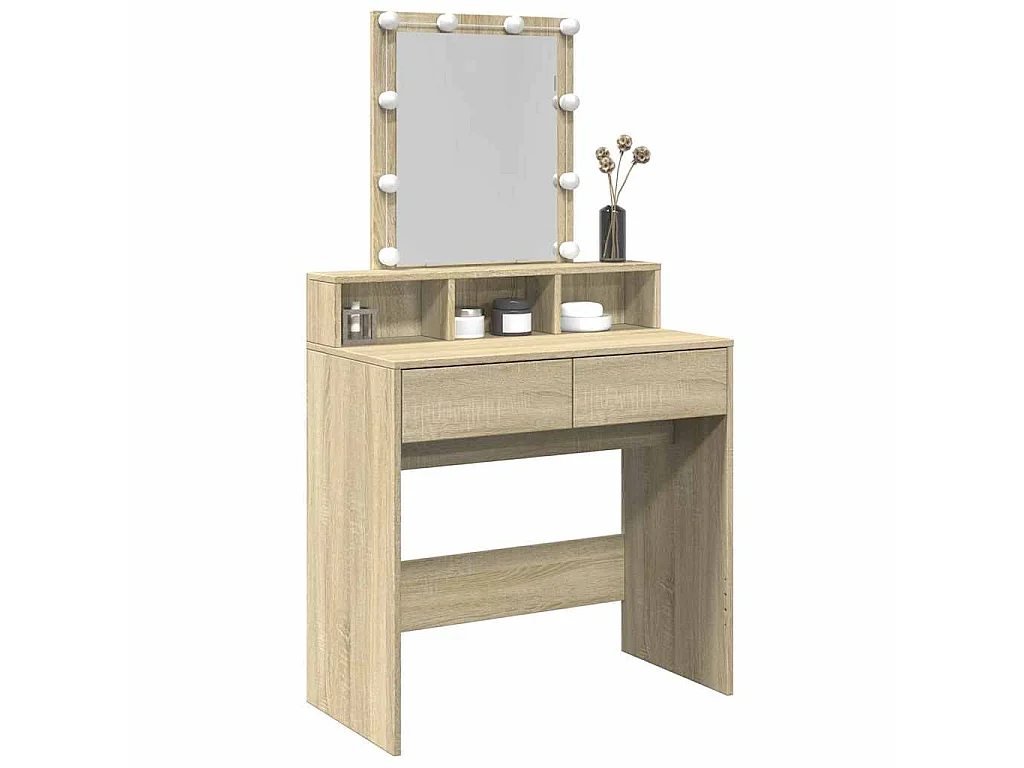 Toaletka LED dęb Sonoma z przechowywaniem 80x41x144,5 cm