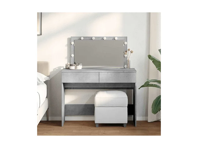 Schminktisch mit LED-Beleuchtung Betongrau 100x40x120 cm