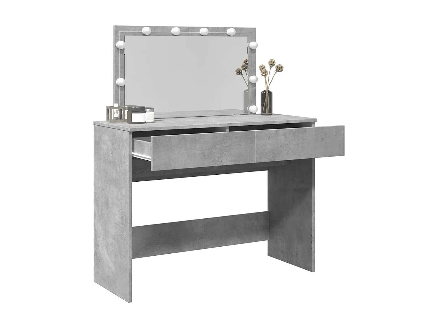 Schminktisch mit LED-Beleuchtung Betongrau 100x40x120 cm