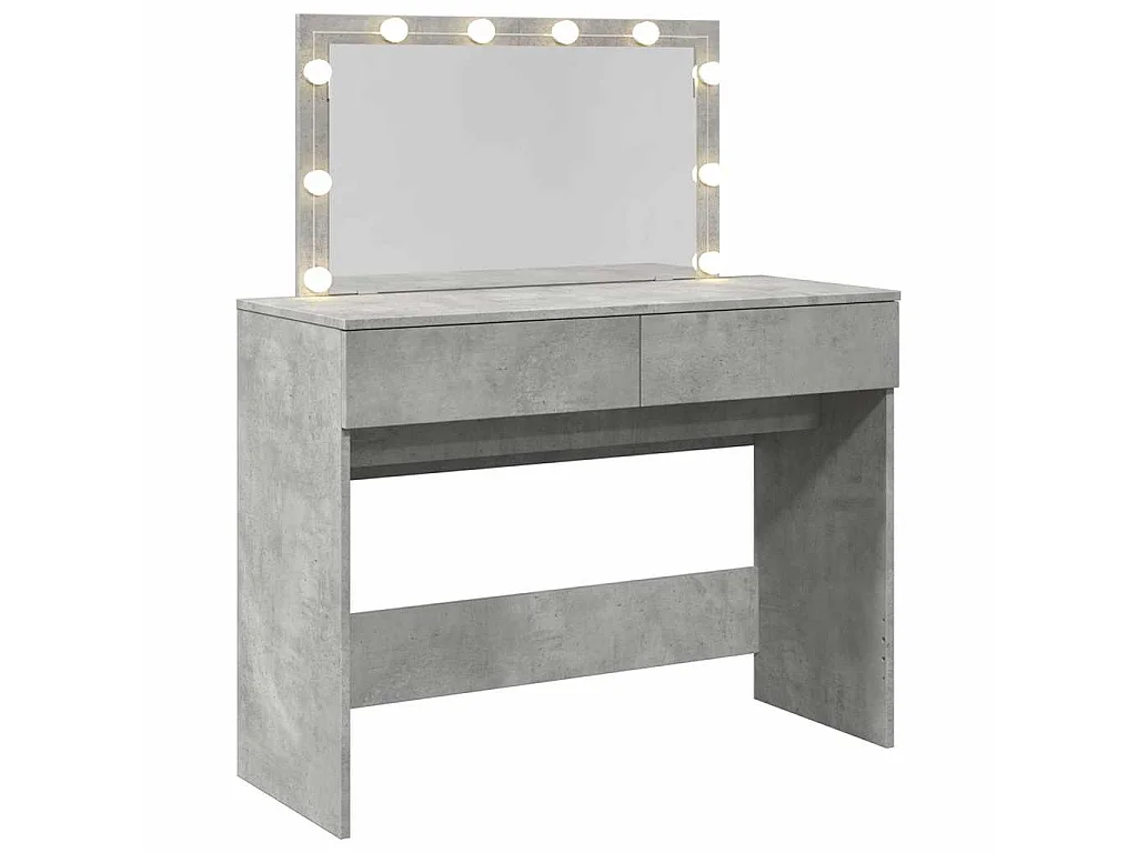 Tocador con luces LED gris hormigón 100x40x120 cm