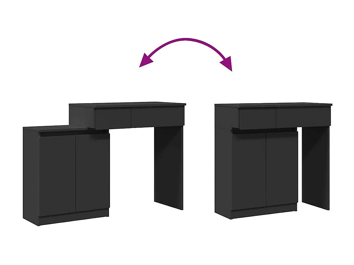 Toeletta con LED Nera 115x37x110,5 cm