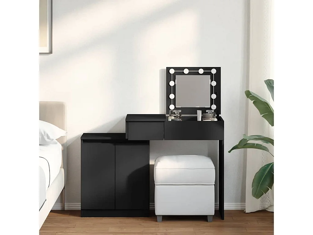 Kaptafel met LED-verlichting 115x37x110,5 cm zwart