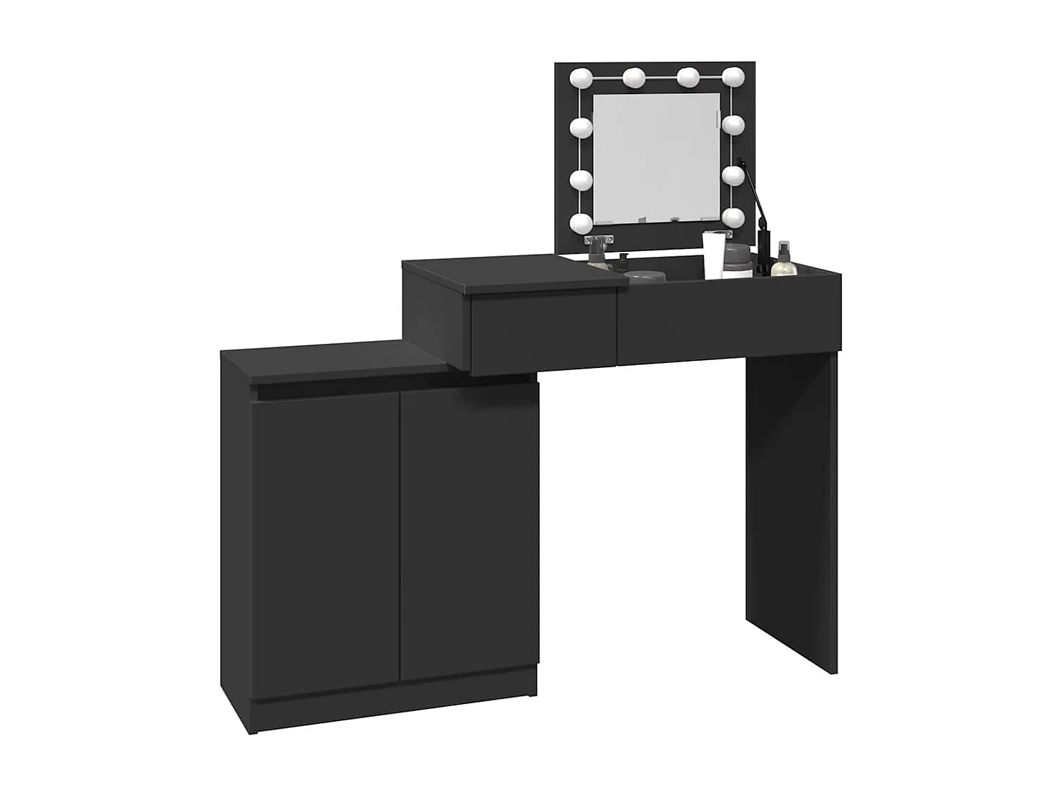 Kaptafel met LED-verlichting 115x37x110,5 cm zwart