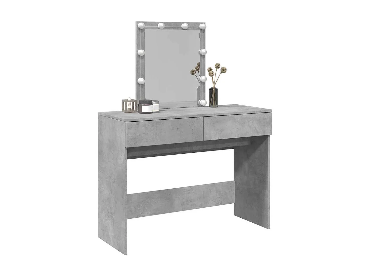 Schminktisch mit LED-Beleuchtung Betongrau 100x40x130 cm