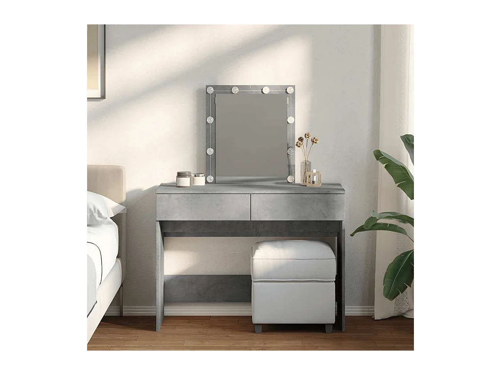 Schminktisch mit LED-Beleuchtung Betongrau 100x40x130 cm