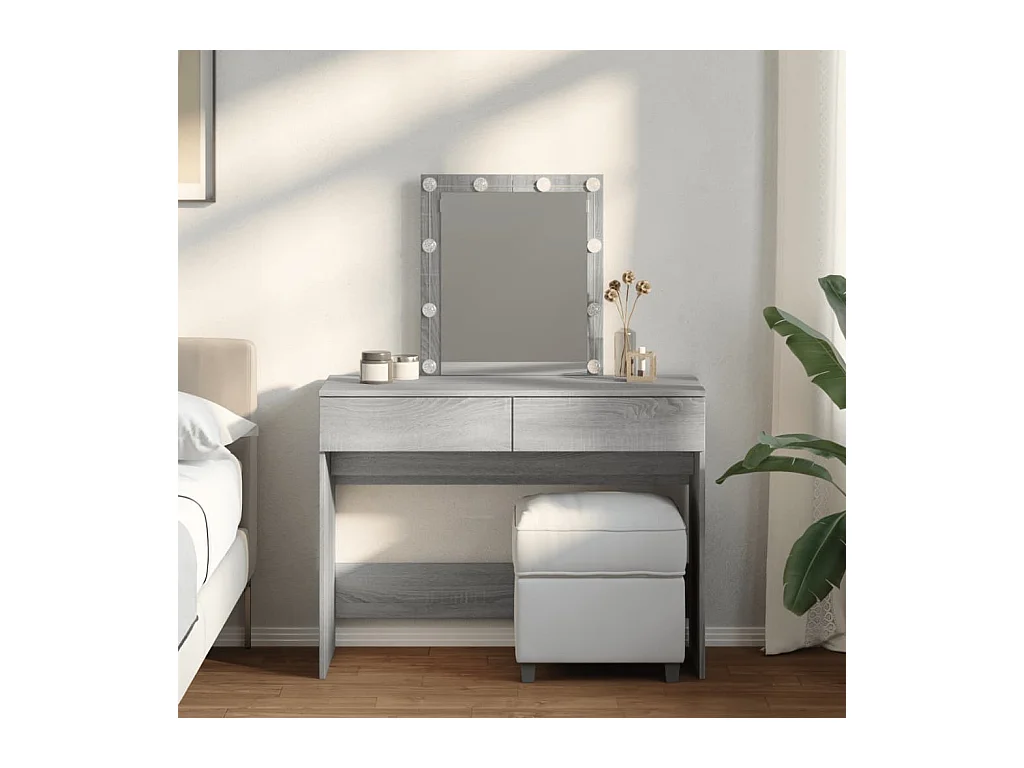 Schminktisch mit LED-Beleuchtung Grau Sonoma 100x40x130 cm