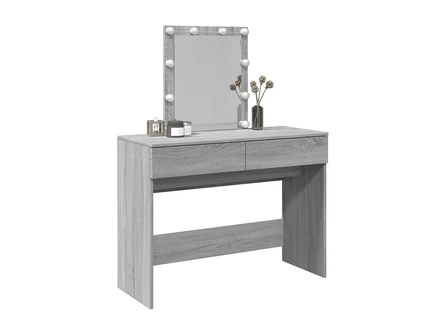 Coiffeuse avec LED sonoma gris 100x40x130 cm