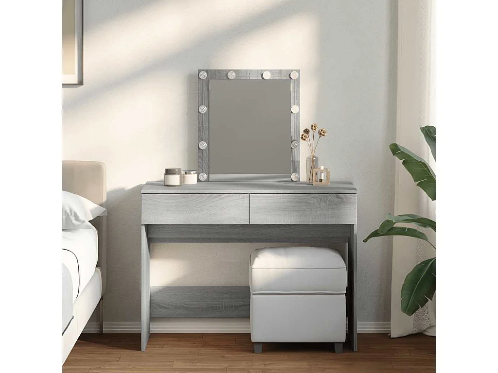 Kaptafel met LED-verlichting 100x40x130 cm grijs sonoma
