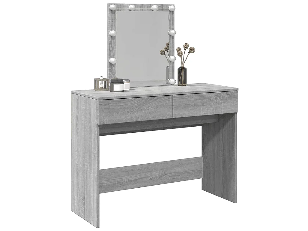 Kaptafel met LED-verlichting 100x40x130 cm grijs sonoma