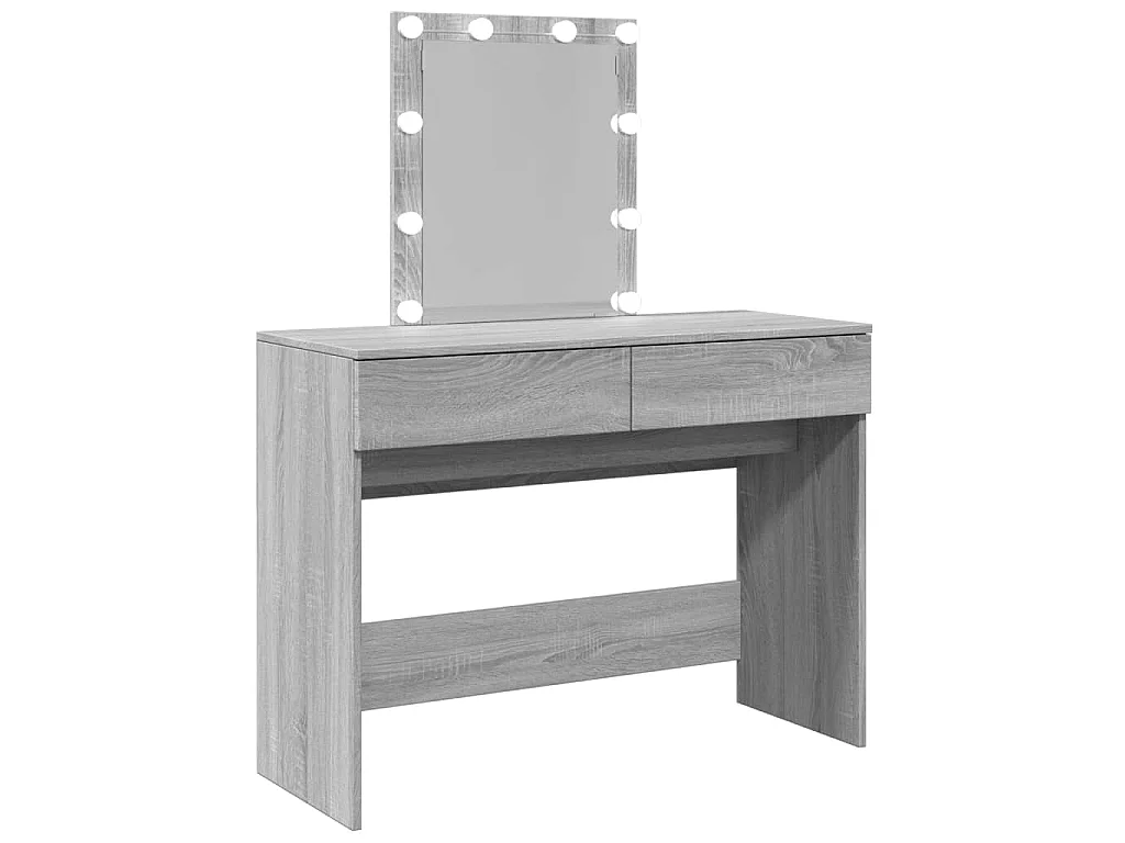 Kaptafel met LED-verlichting 100x40x130 cm grijs sonoma