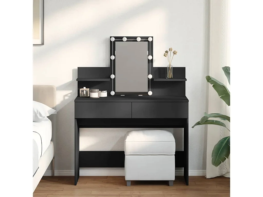 Coiffeuse avec LED noir 100x40x130 cm