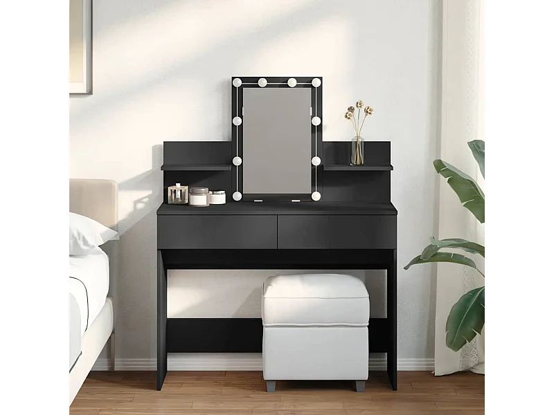 Coiffeuse avec LED noir 100x40x130 cm