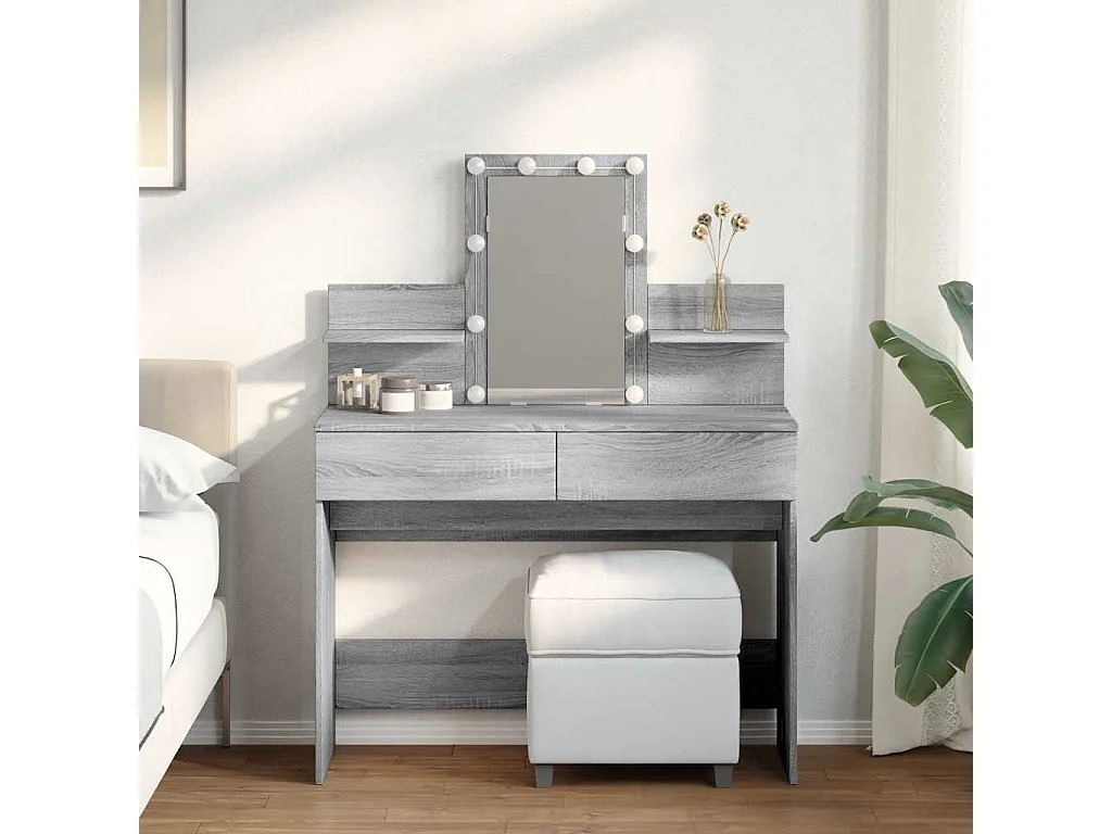 Toeletta con LED Grigio Sonoma 100x40x130 cm