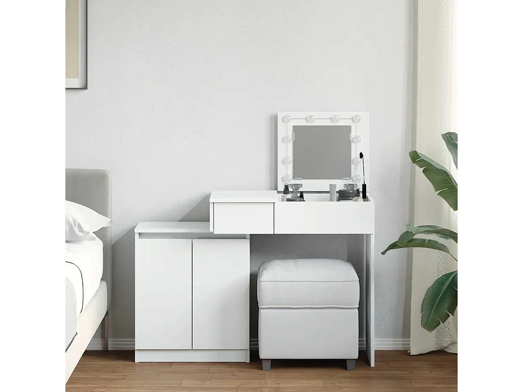 Schminktisch mit LED-Beleuchtung Weiß 115x37x110,5 cm