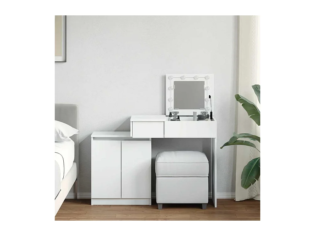 Coiffeuse avec LED blanc 115x37x110,5 cm