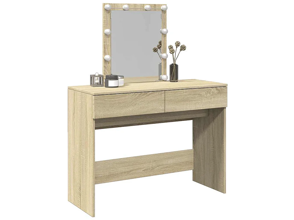 Schminktisch mit LED-Beleuchtung Sonoma-Eiche 100x40x130 cm