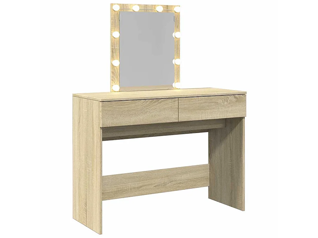 Schminktisch mit LED-Beleuchtung Sonoma-Eiche 100x40x130 cm