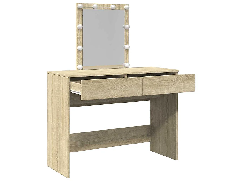 Schminktisch mit LED-Beleuchtung Sonoma-Eiche 100x40x130 cm