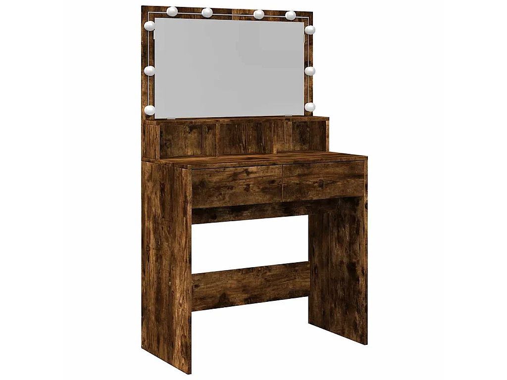 Coiffeuse avec LED chêne fumé 80x41x134,5 cm