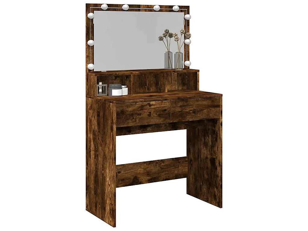 Coiffeuse avec LED chêne fumé 80x41x134,5 cm