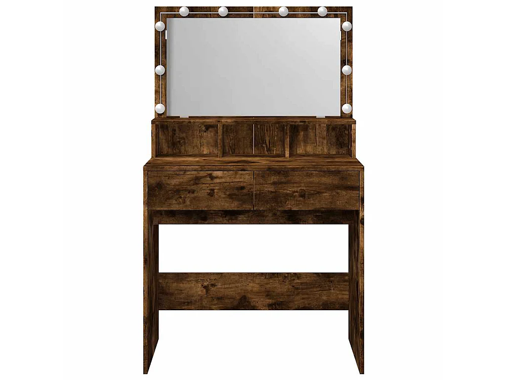 Coiffeuse avec LED chêne fumé 80x41x134,5 cm