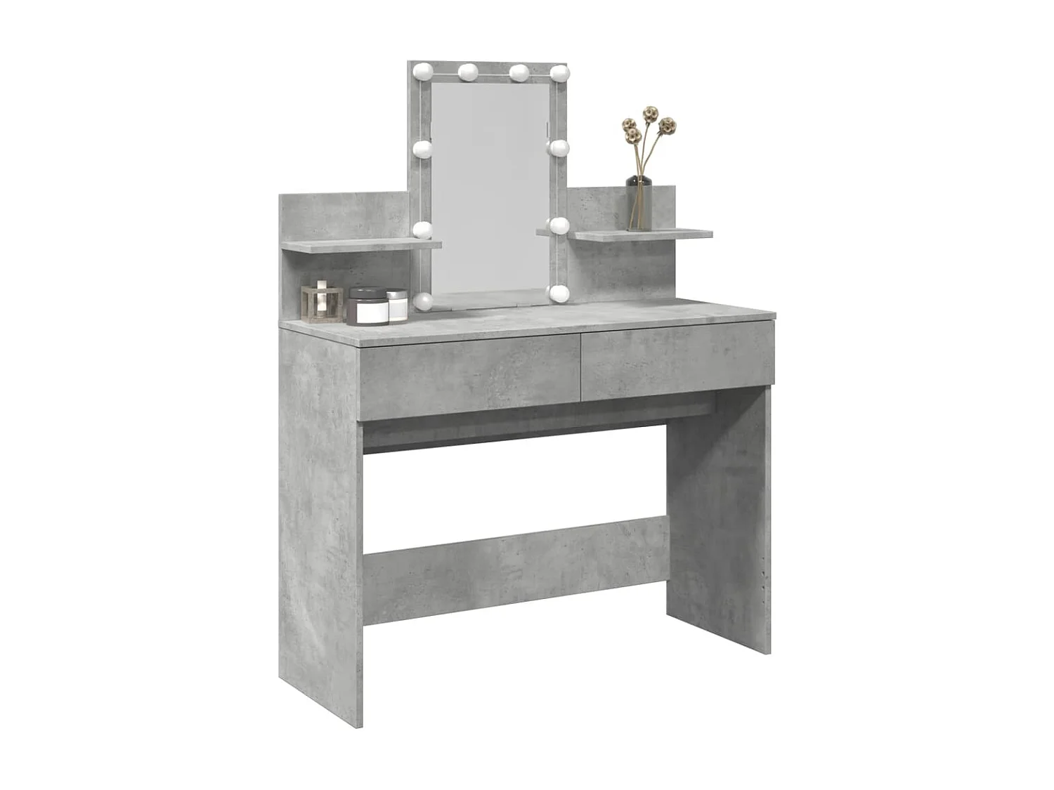 Schminktisch mit LED-Beleuchtung Betongrau 100x40x130 cm