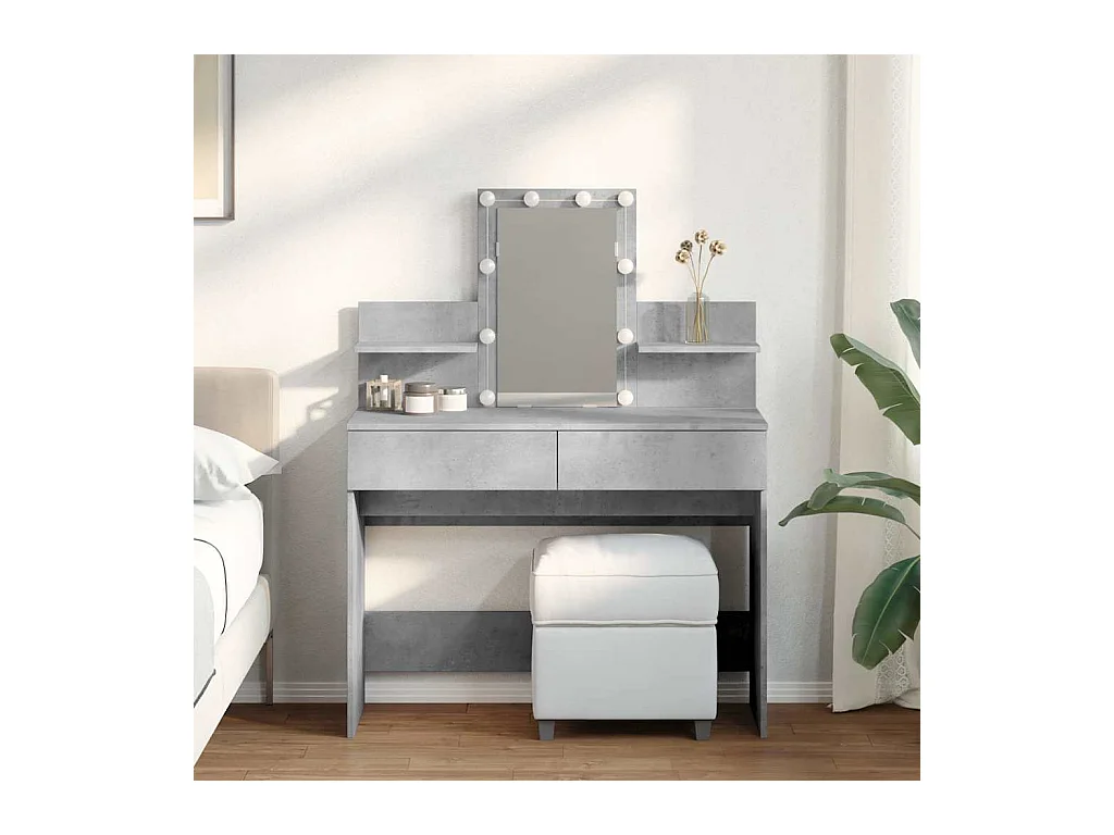 Schminktisch mit LED-Beleuchtung Betongrau 100x40x130 cm