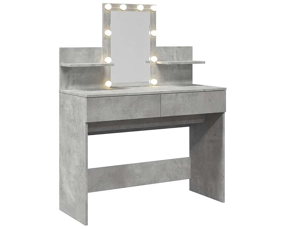 Coiffeuse avec LED gris béton 100x40x130 cm