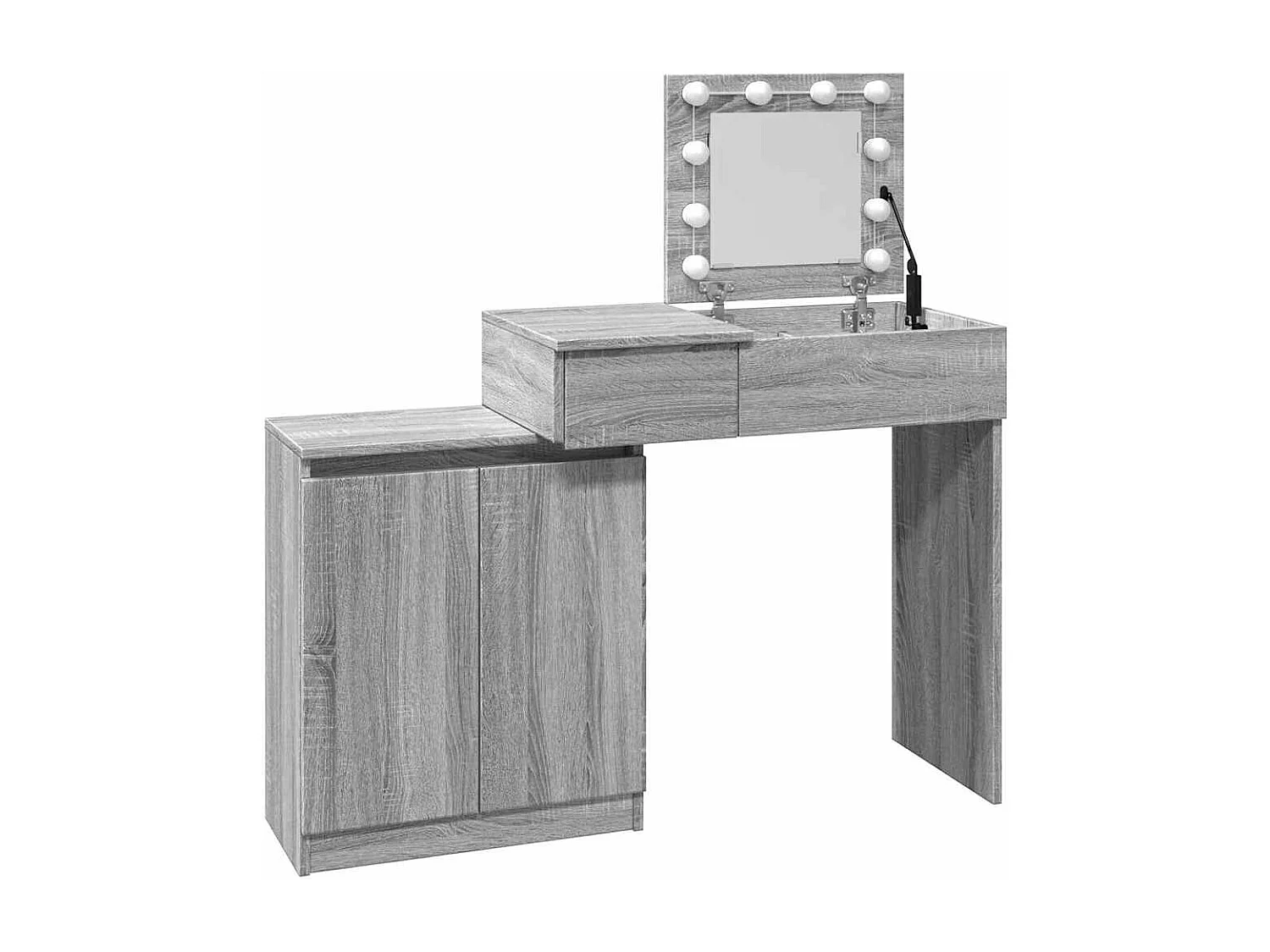 Schminktisch mit LED-Beleuchtung Grau Sonoma 115x37x110,5 cm