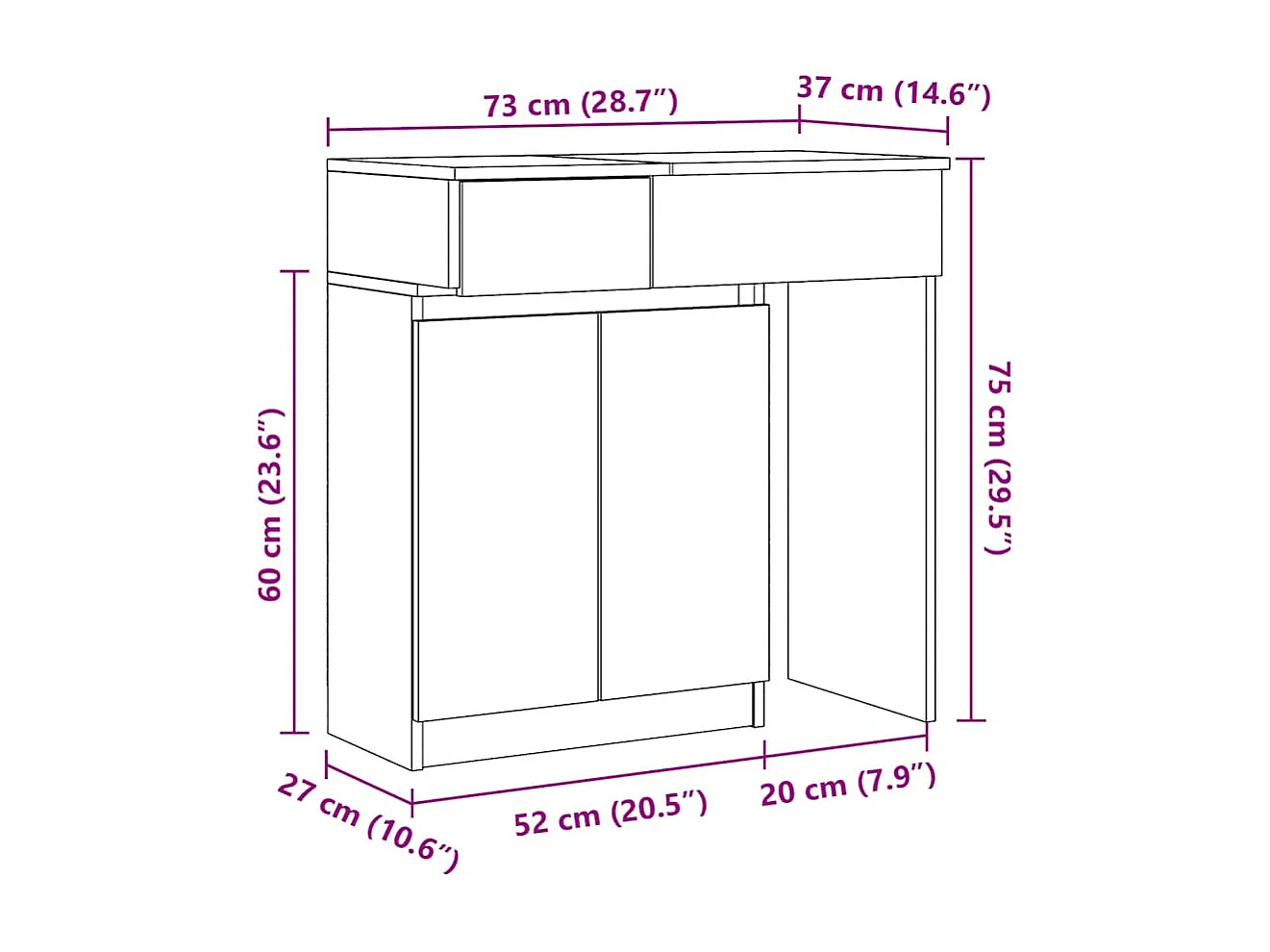 Coiffeuse avec LED sonoma gris 115x37x110,5 cm