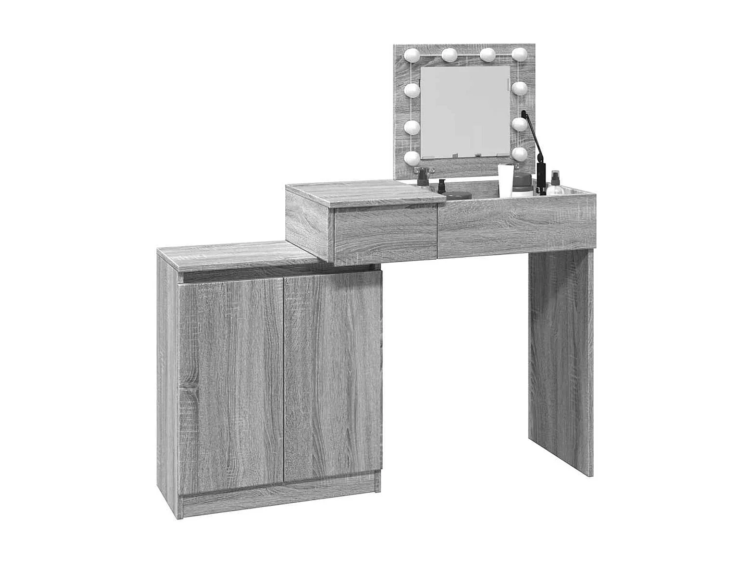 Coiffeuse avec LED sonoma gris 115x37x110,5 cm