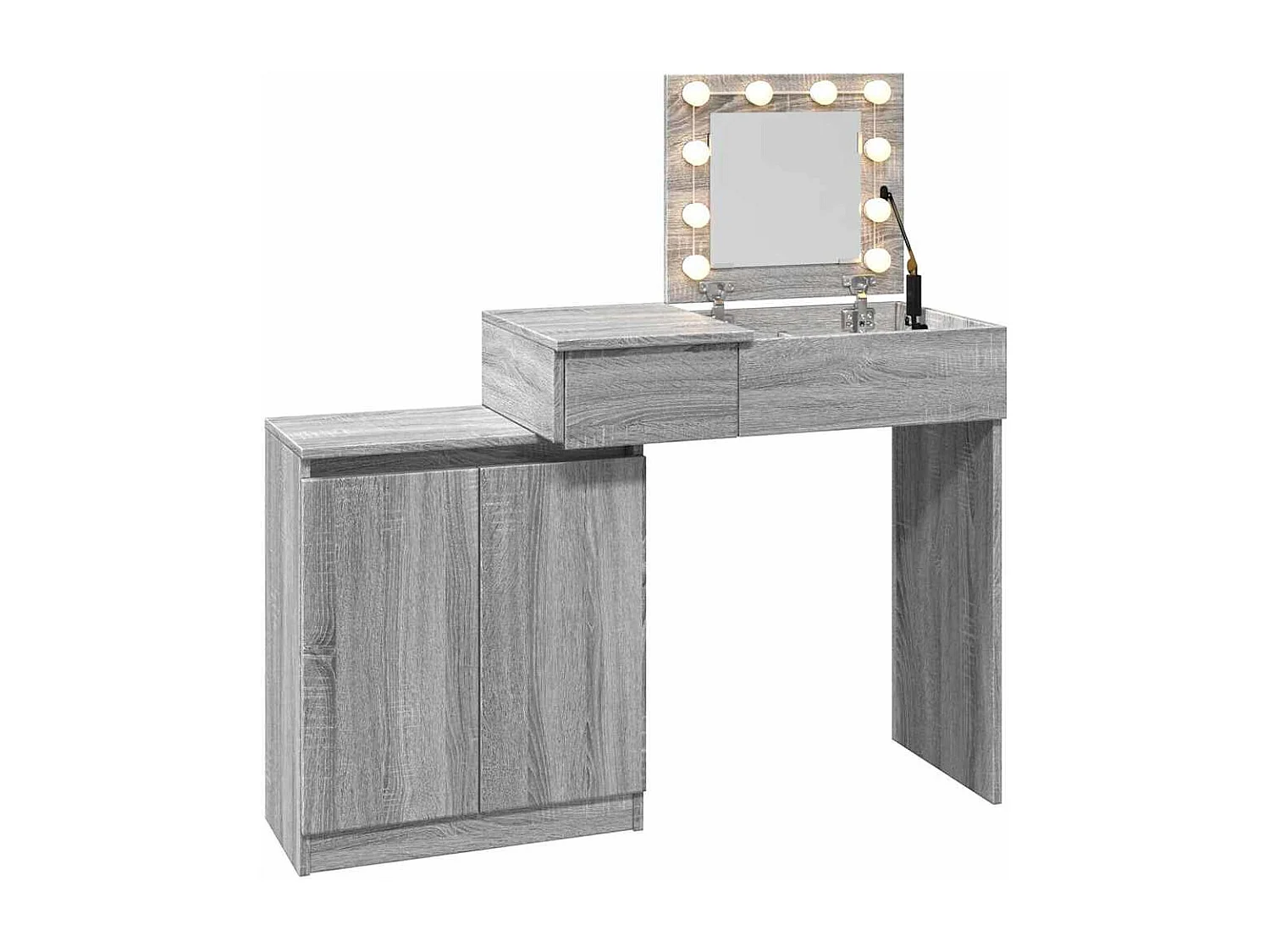 Coiffeuse avec LED sonoma gris 115x37x110,5 cm