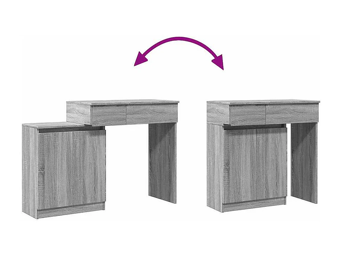 Coiffeuse avec LED sonoma gris 115x37x110,5 cm