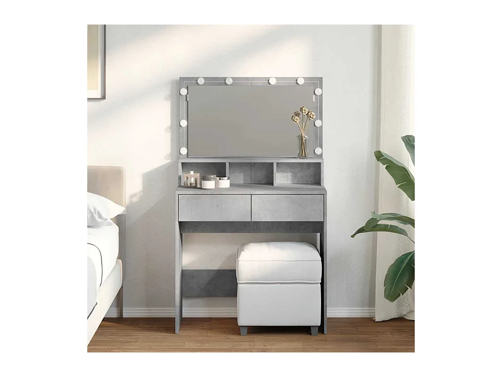 Coiffeuse avec LED gris béton 80x41x134,5 cm