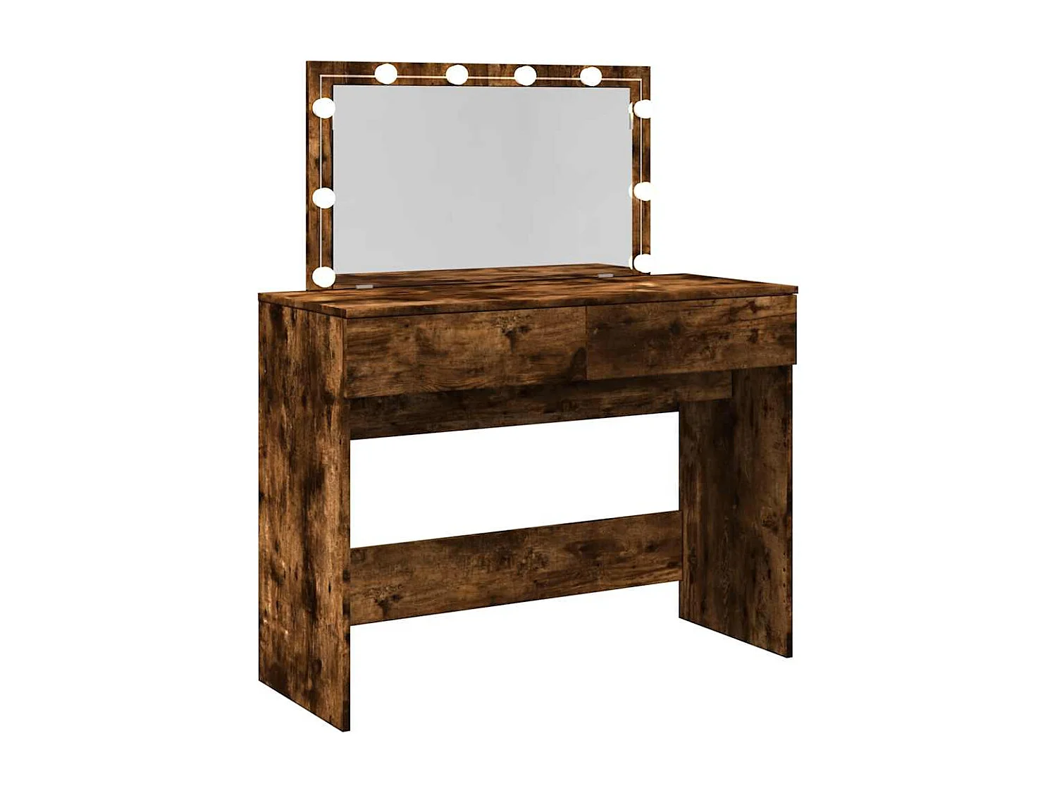 Schminktisch mit LED-Beleuchtung Räuchereiche 100x40x120 cm