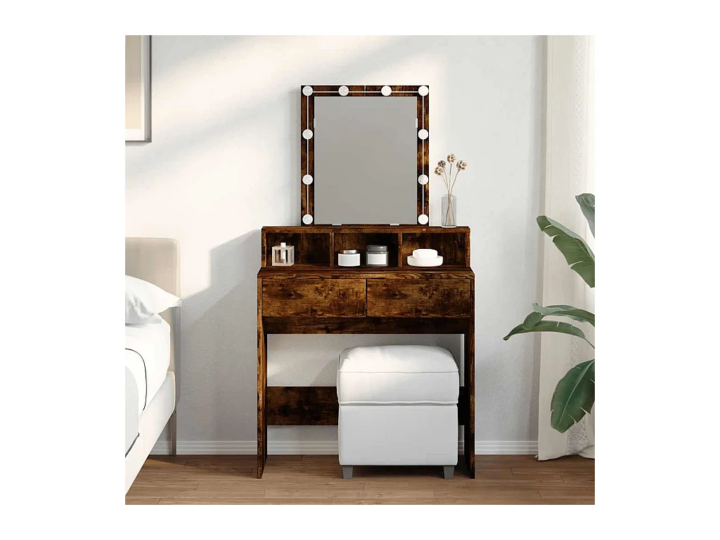 Coiffeuse avec LED chêne fumé 80x41x144,5 cm
