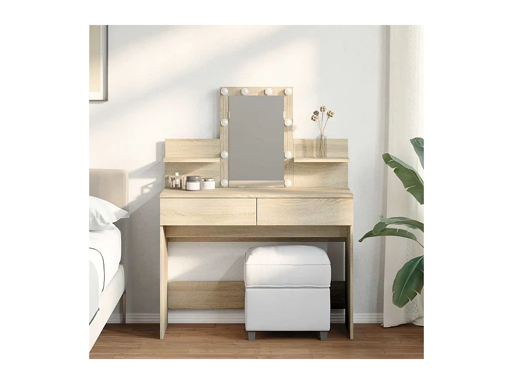 Coiffeuse avec LED chêne sonoma 100x40x130 cm