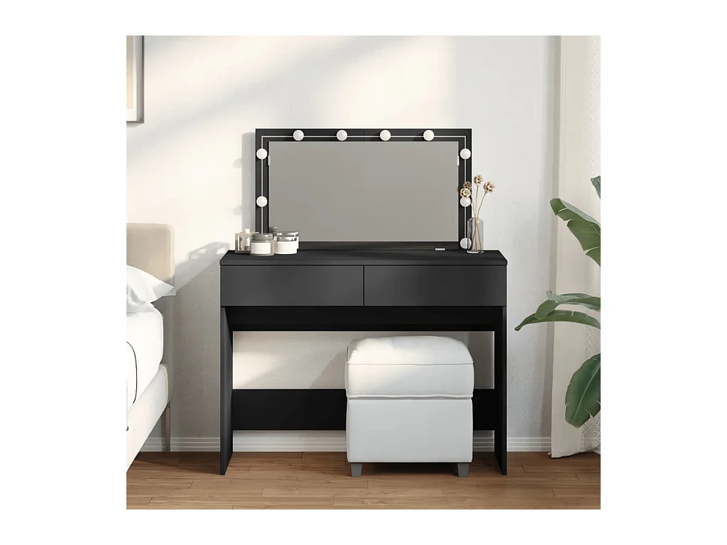 Schminktisch mit LED-Beleuchtung Schwarz 100x40x120 cm