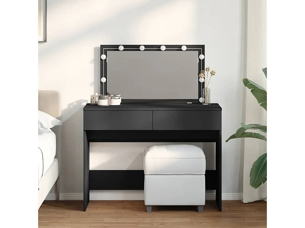 Coiffeuse avec LED noir 100x40x120 cm