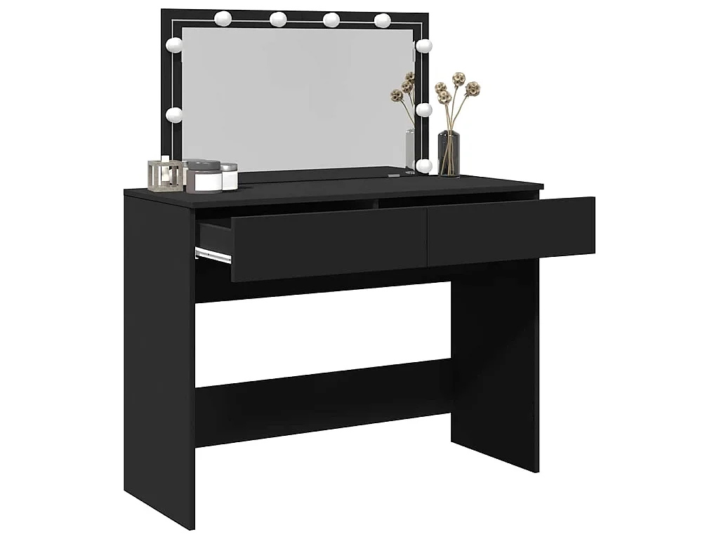Coiffeuse avec LED noir 100x40x120 cm