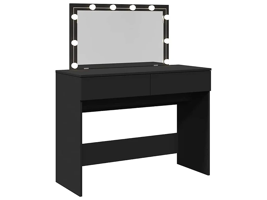 Coiffeuse avec LED noir 100x40x120 cm