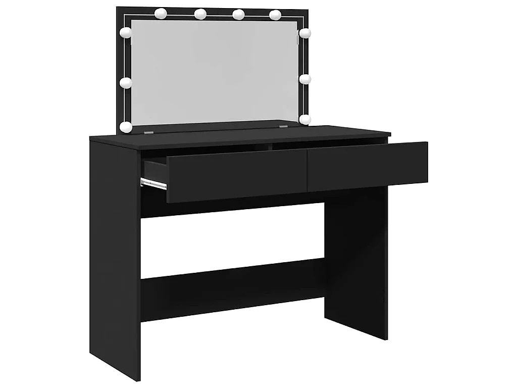 Coiffeuse avec LED noir 100x40x120 cm
