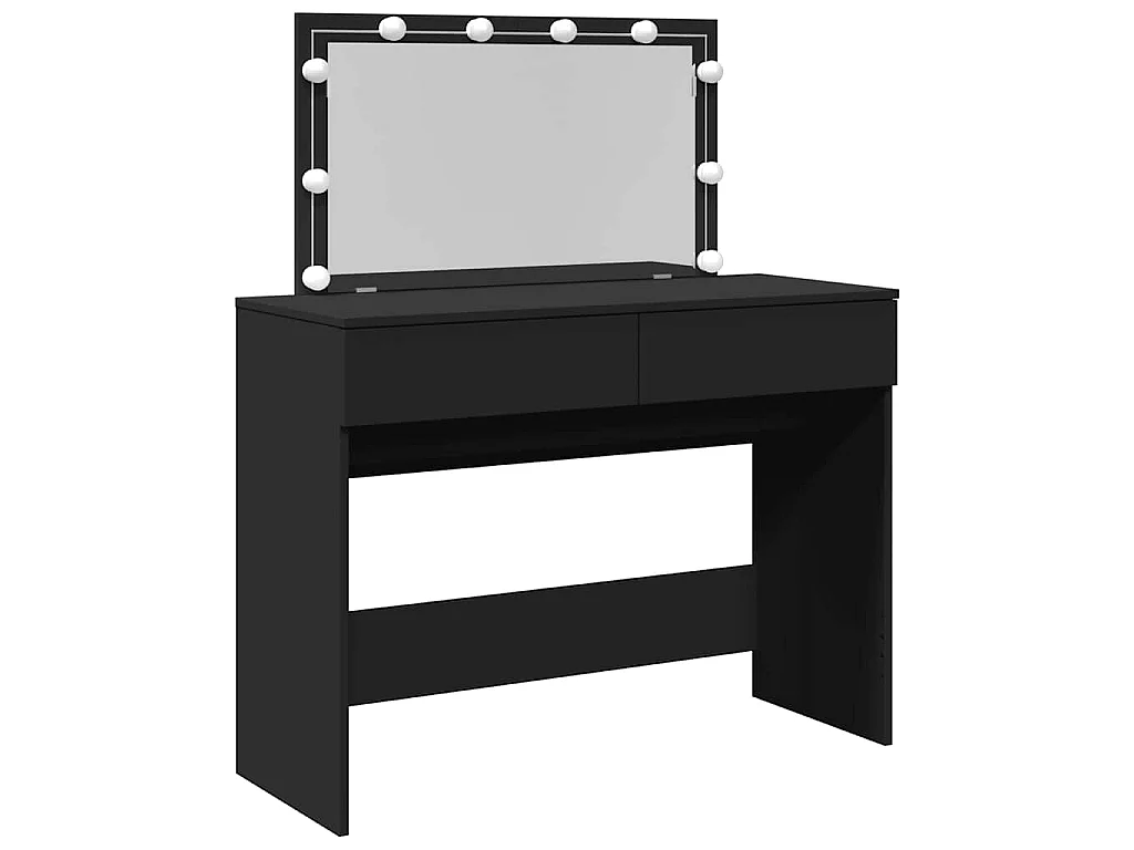 Coiffeuse avec LED noir 100x40x120 cm