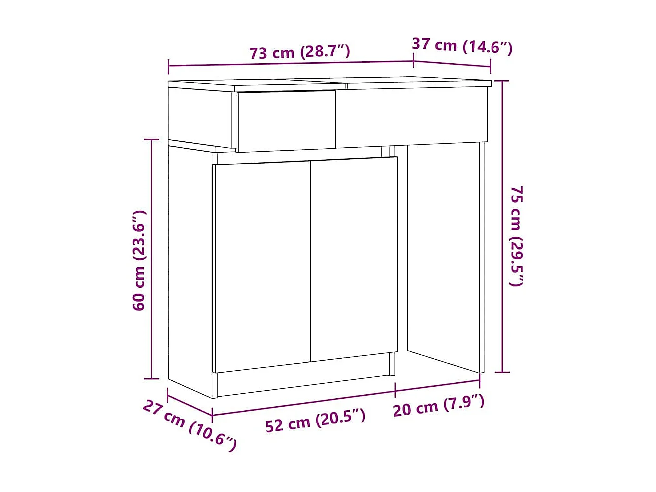 Schminktisch mit LED-Beleuchtung Betongrau 115x37x110,5 cm