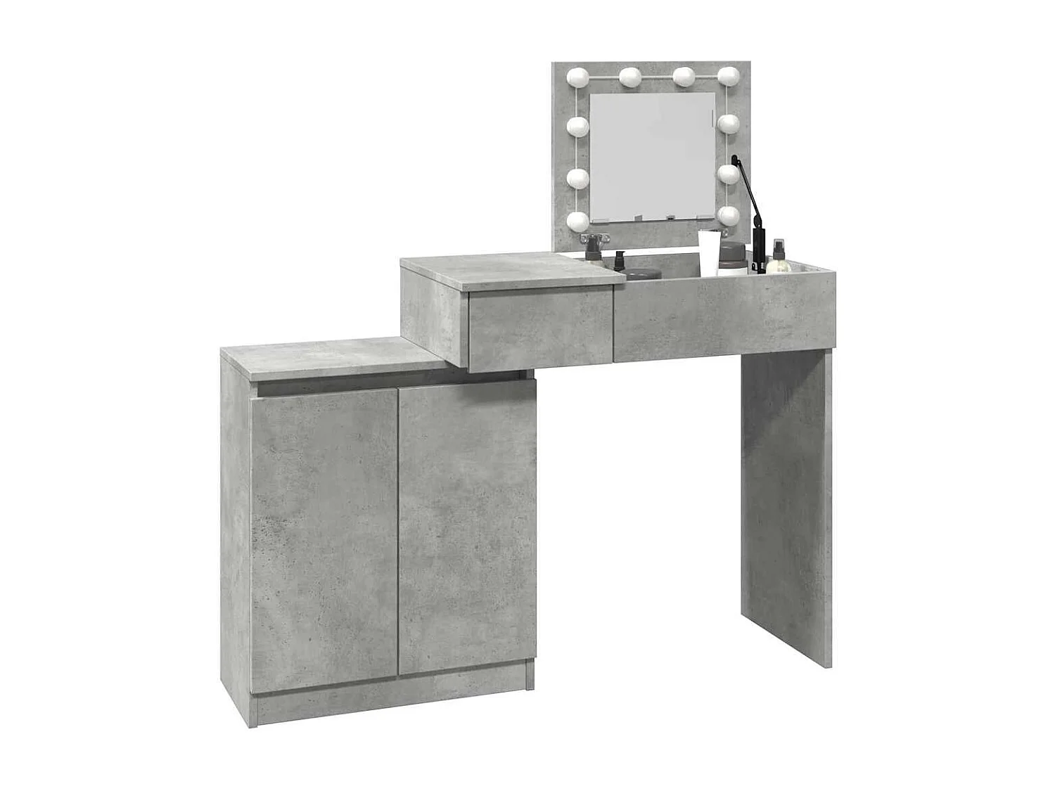 Schminktisch mit LED-Beleuchtung Betongrau 115x37x110,5 cm