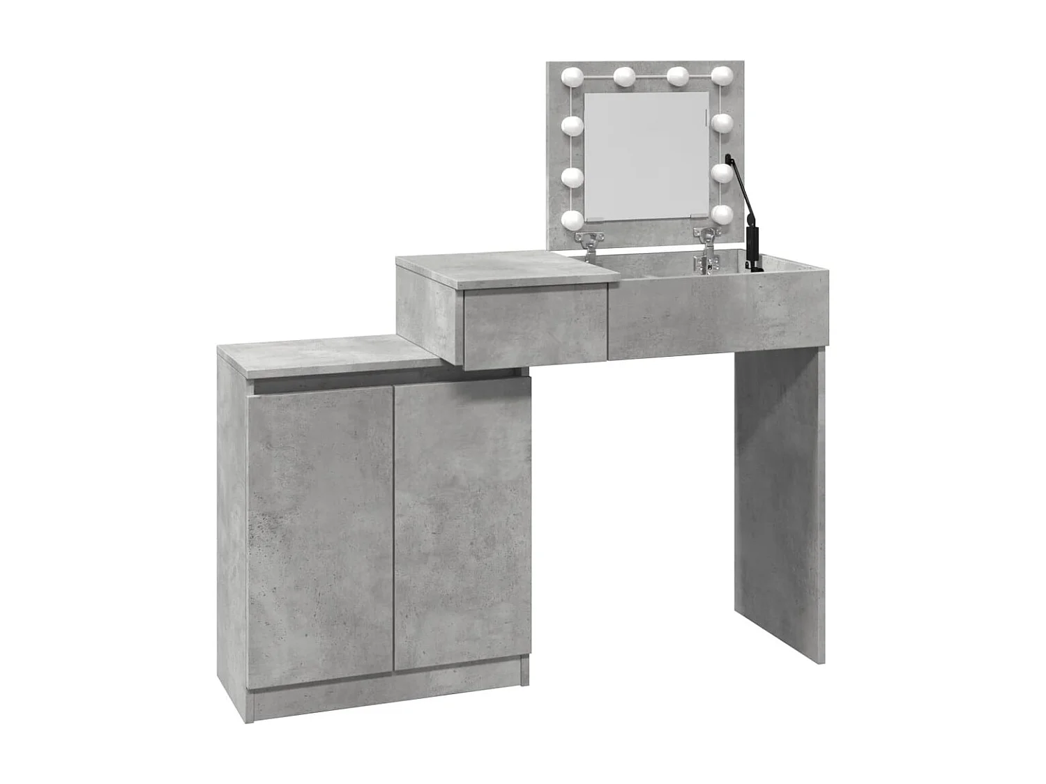 Schminktisch mit LED-Beleuchtung Betongrau 115x37x110,5 cm